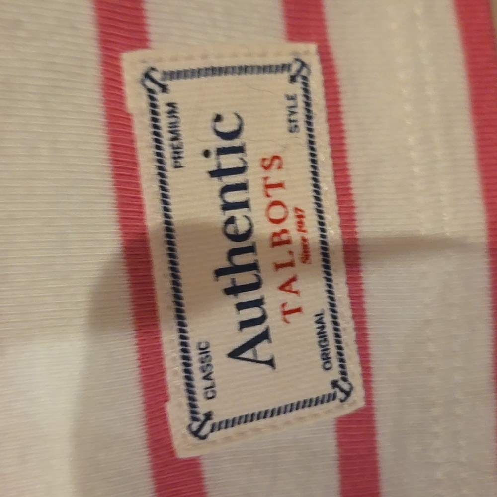 Talbot's Pink/White Striped "VACATION" Top - Picture 5 of 7